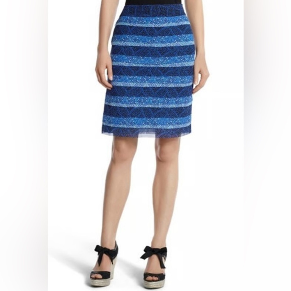 White House Black Market Layered Pencil Skirt, Blue and Black, Sz 10